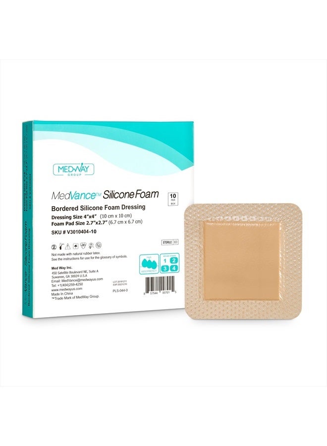MedVance TM Silicone - Bordered Silicone Adhesive Foam Dressing Size 4"x4" (2.7"x2.7" pad), Box of 10 dressings - Image 1