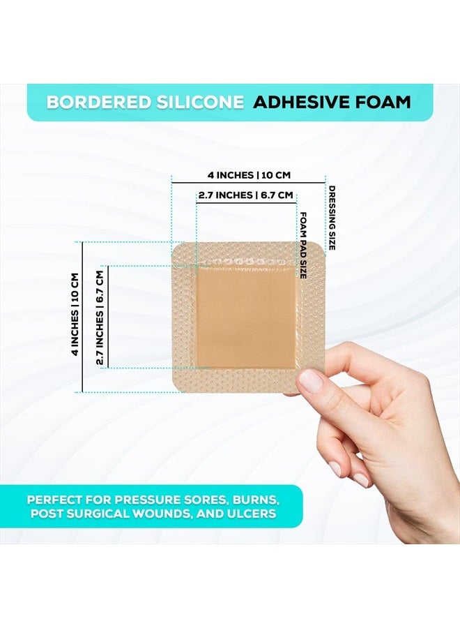 MedVance TM Silicone - Bordered Silicone Adhesive Foam Dressing Size 4"x4" (2.7"x2.7" pad), Box of 10 dressings - Image 3