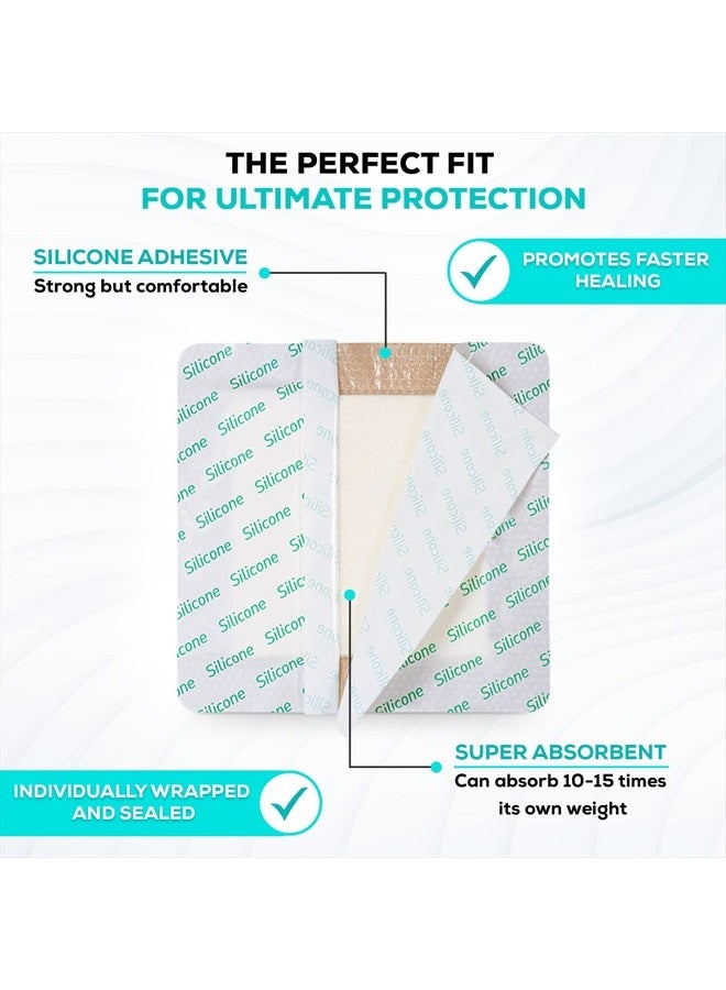 MedVance TM Silicone - Bordered Silicone Adhesive Foam Dressing Size 4"x4" (2.7"x2.7" pad), Box of 10 dressings - Image 2