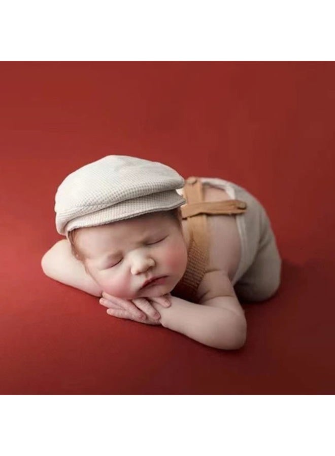 Vedory Fashion Luxury Newborn Boy Girl Baby Photo Shoot Props Outfits Crochet Clothes Long Tail Hat Pants Photography Shoot Props (Beige), 0-1 months - Image 3