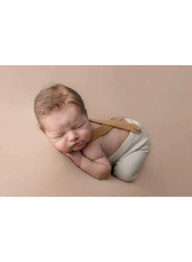 Vedory Fashion Luxury Newborn Boy Girl Baby Photo Shoot Props Outfits Crochet Clothes Long Tail Hat Pants Photography Shoot Props (Beige), 0-1 months - Image 5