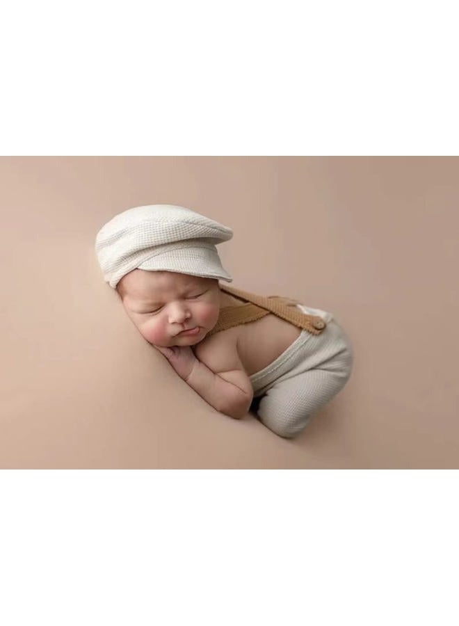 Vedory Fashion Luxury Newborn Boy Girl Baby Photo Shoot Props Outfits Crochet Clothes Long Tail Hat Pants Photography Shoot Props (Beige), 0-1 months - Image 2