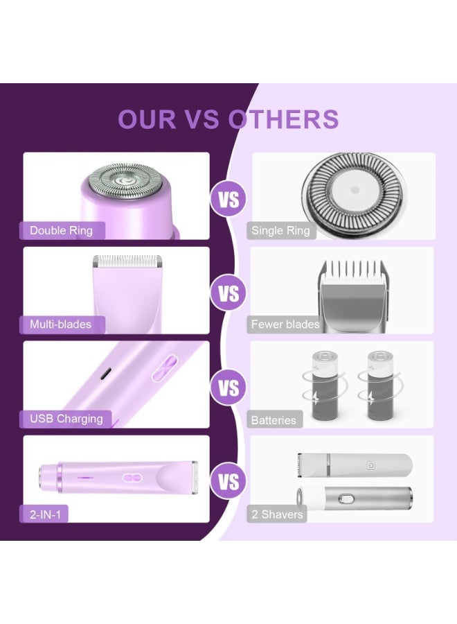 2025 New Bikini Trimmer for Women,Dermave Bikini Shaver,2-in-1 Electric Razors for Women(Purple) - Image 5