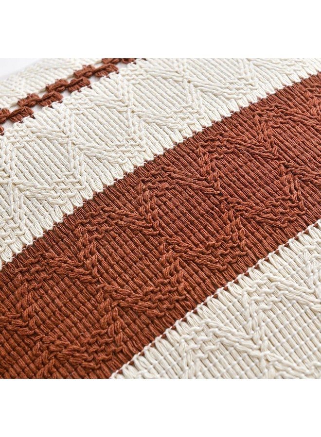 Fancy Homi Set of 2 Rust Boho Decorative Throw Pillow Covers 18x18 Inch for Couch Bed Sofa, Aesthetic Modern Organic Fall Room Decor, Soft Cotton Cute Terracotta Textured Farmhouse Cushion Case - Image 4