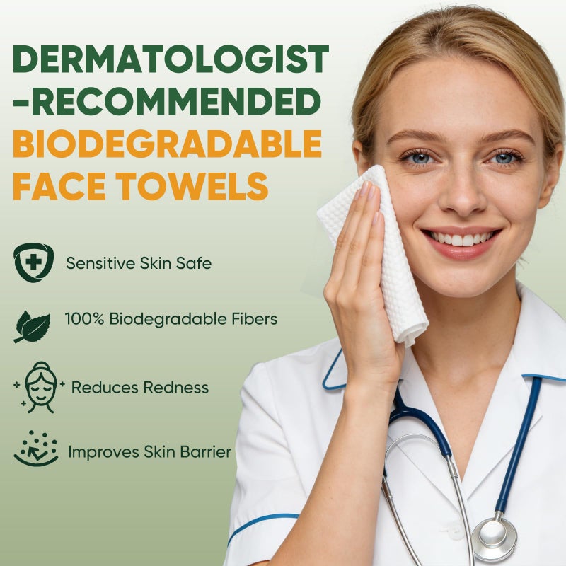 TEAWOO Face Towels Disposable 60 Count, 100% Viscose Fiber Double-Sided Facial Towelettes, Soft Thick Lint-Free Makeup Remover Wipes for Sensitive Skin, Home Use & Travel Pack - Image 5