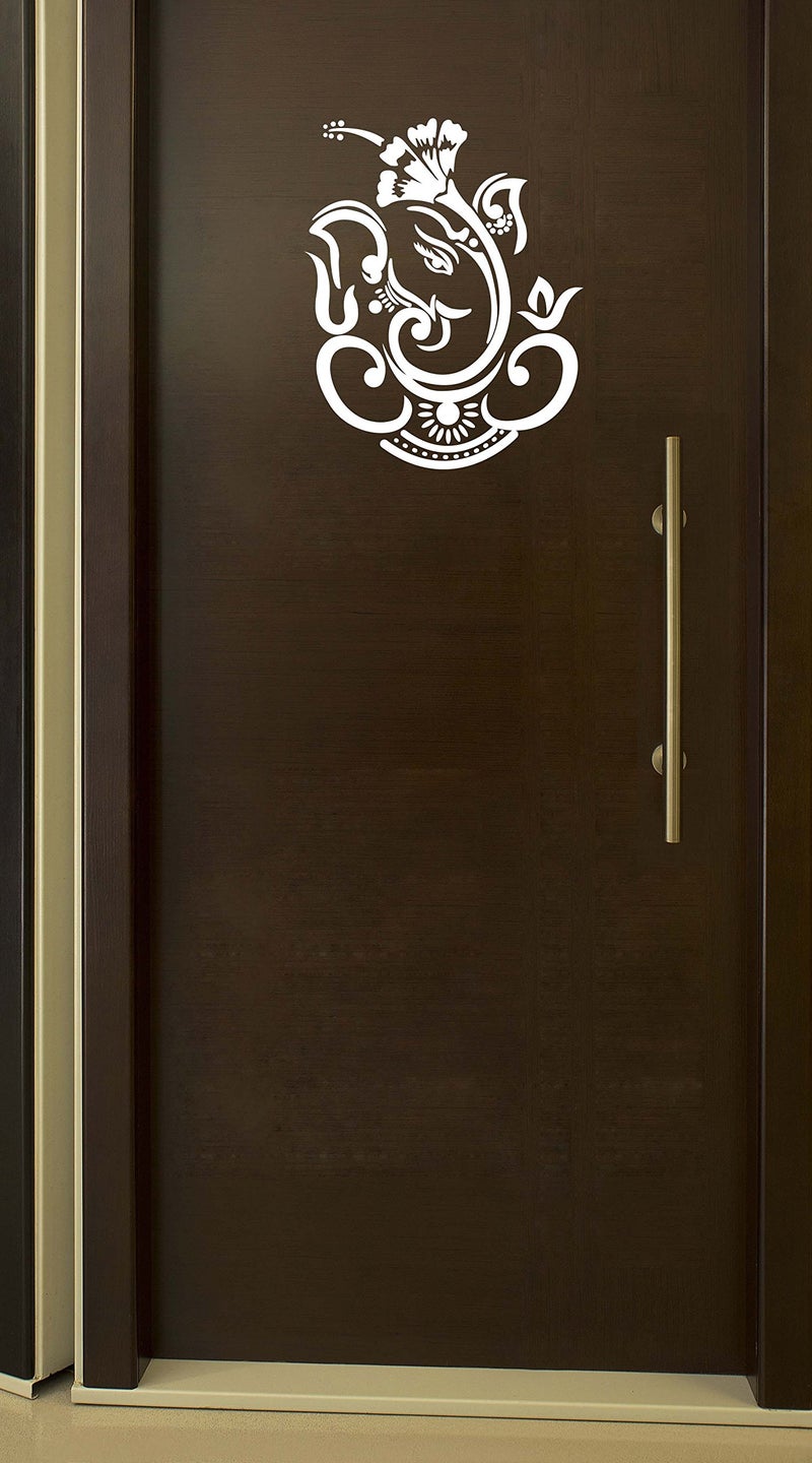 WallDesign Dasavala Ganesha Sticker for Door Entrance White Colour (Medium) - 18 inch Height by 14 inch Width - Image 2