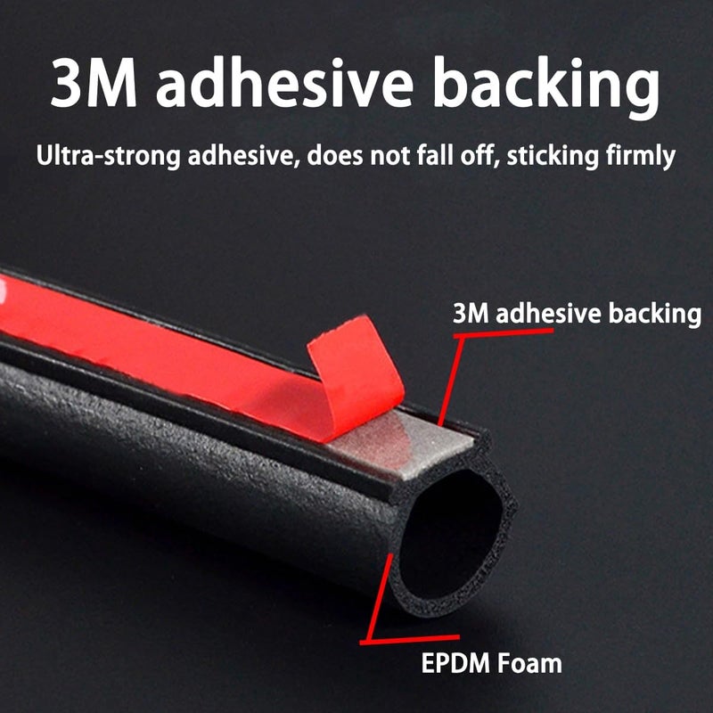 Osilly Car Door Rubber Seal Strip, D-Shape Auto Weather Striping, 3M Self Adhesive Soundproof Sealing for Car Truck Motor Door Cover Trunk, Fill The Gaps, Universal Automotive Accessories (10 Ft) - Image 2