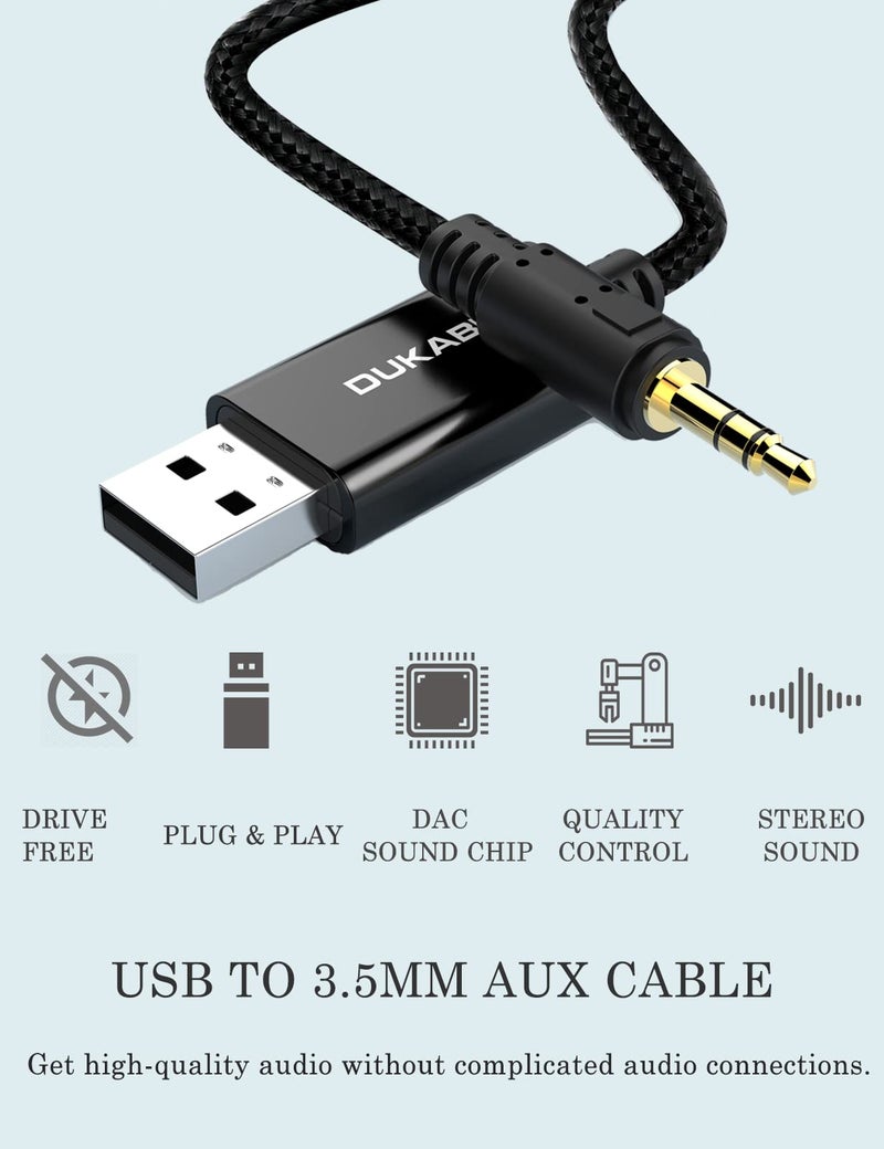 DUKABEL USB to 3.5mm Aux Cable, USB to 3.5mm Jack Cord for PC PS4 PS5 USB2.0 to 1/8’’ Male Auxiliary Audio Cable for Headphone Speaker(4FT/1.2Meter) Do Not Work for TV Car PS3 Truck Amplifier - Image 4