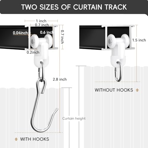 TEAKMAMA Ceiling Curtain Track, Curtain Track with Roller Hooks, 6ft - 9ft Ceiling Mounted Rail Set for Room Divider, Black - Image 2