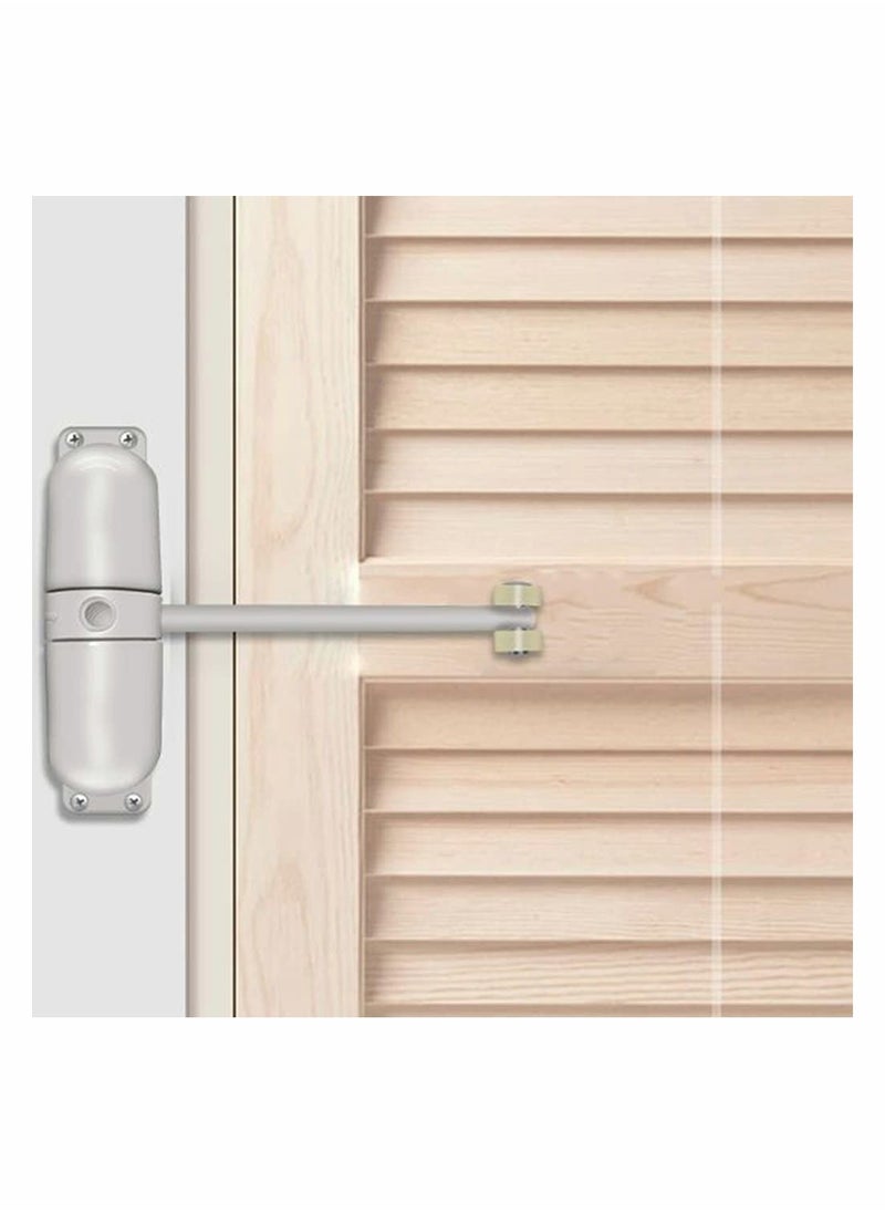 SYOSI - Automatic Door Closer Safety Wheel Roller Spring Door Closer Easy to Install to Convert Hinged Doors to Self Closing Diecast Construction White - Image 1