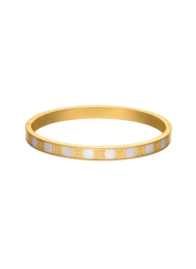ESCADA Eliza Bangle for Women Grey Mother-of-Pearl Finish, Signature Logo, Distinctive Luxury and Refined Elegance