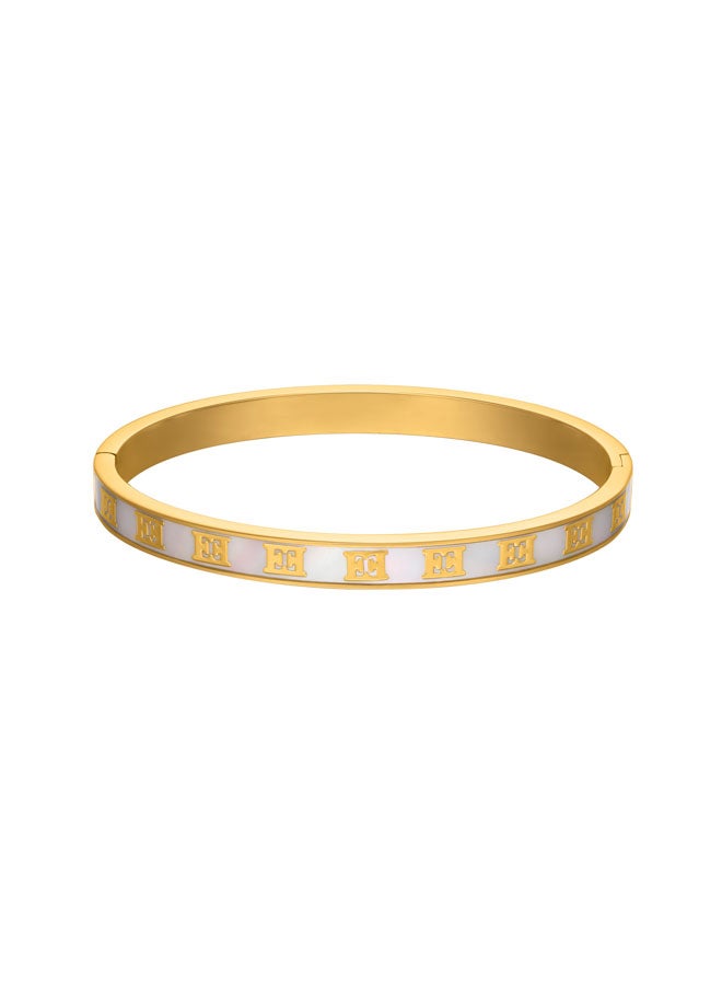 ESCADA Eliza Bangle for Women Grey Mother-of-Pearl Finish, Signature Logo, Distinctive Luxury and Refined Elegance - Image 1