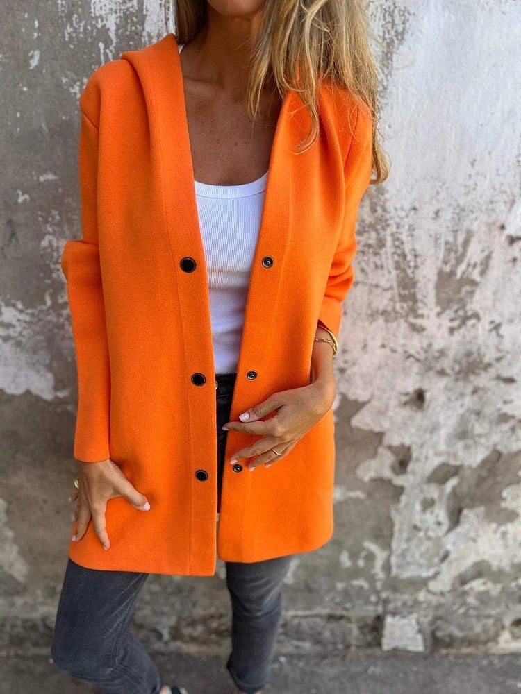 2024 And Independent Site_ Solid Color Casual Single-Breasted Hooded Jacket College Style - Image 1