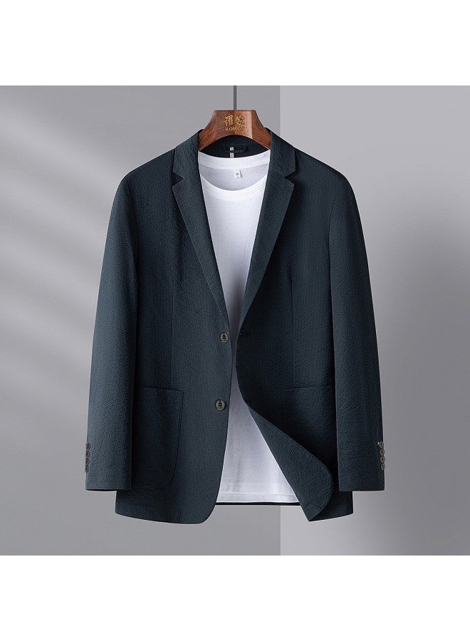 ROMON 【high-end Bark Wrinkle Fabric】بدلة رجالية خفيفة الوزن لجميع الفصول، بلازر كاجوال، جاكت بدلة رجالية، بدلة رجالية ذات صدر واحد - Image 3