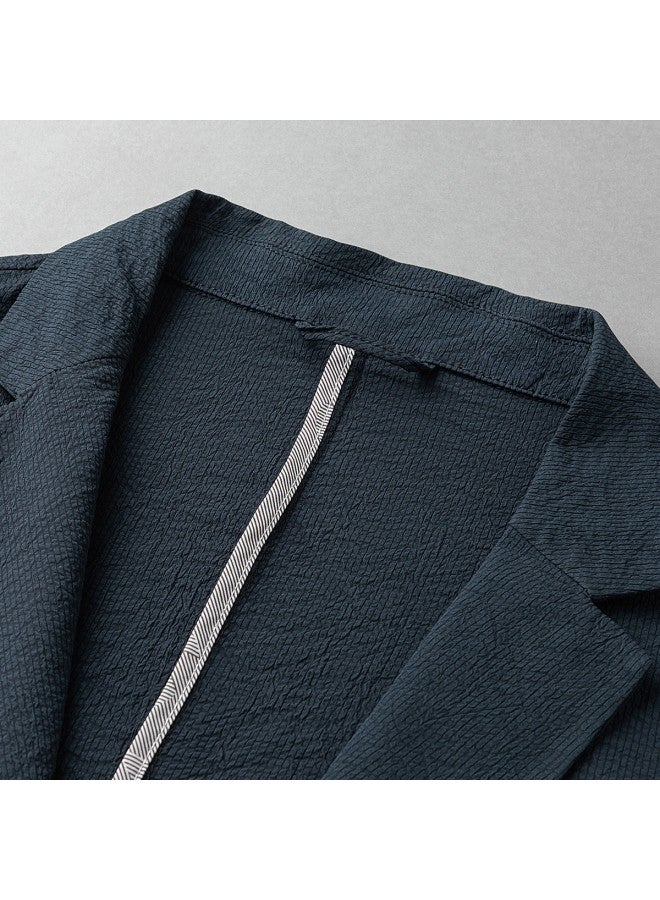 ROMON 【high-end Bark Wrinkle Fabric】بدلة رجالية خفيفة الوزن لجميع الفصول، بلازر كاجوال، جاكت بدلة رجالية، بدلة رجالية ذات صدر واحد - Image 4