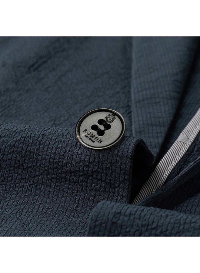 ROMON 【high-end Bark Wrinkle Fabric】بدلة رجالية خفيفة الوزن لجميع الفصول، بلازر كاجوال، جاكت بدلة رجالية، بدلة رجالية ذات صدر واحد - Image 5