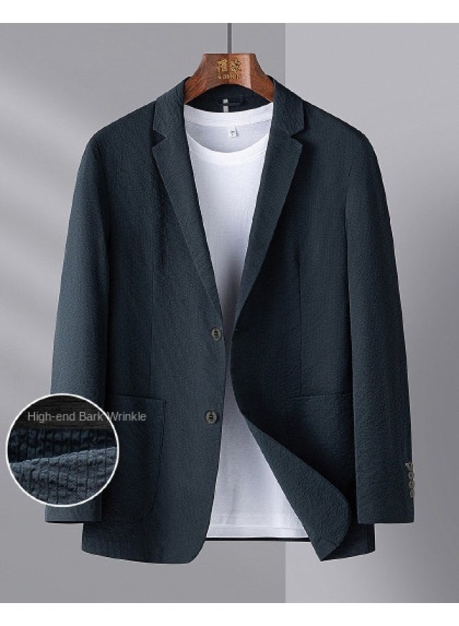 ROMON 【high-end Bark Wrinkle Fabric】بدلة رجالية خفيفة الوزن لجميع الفصول، بلازر كاجوال، جاكت بدلة رجالية، بدلة رجالية ذات صدر واحد - Image 1