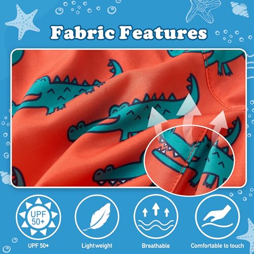 UMELOK Boys Swim Trunks Swimsuit Compression Liner Stretch Swim Shorts Boxer Brief 2 in 1 Quick Dry Swimming Trunks Beach Shorts Orange Crocodile 8 - Image 5