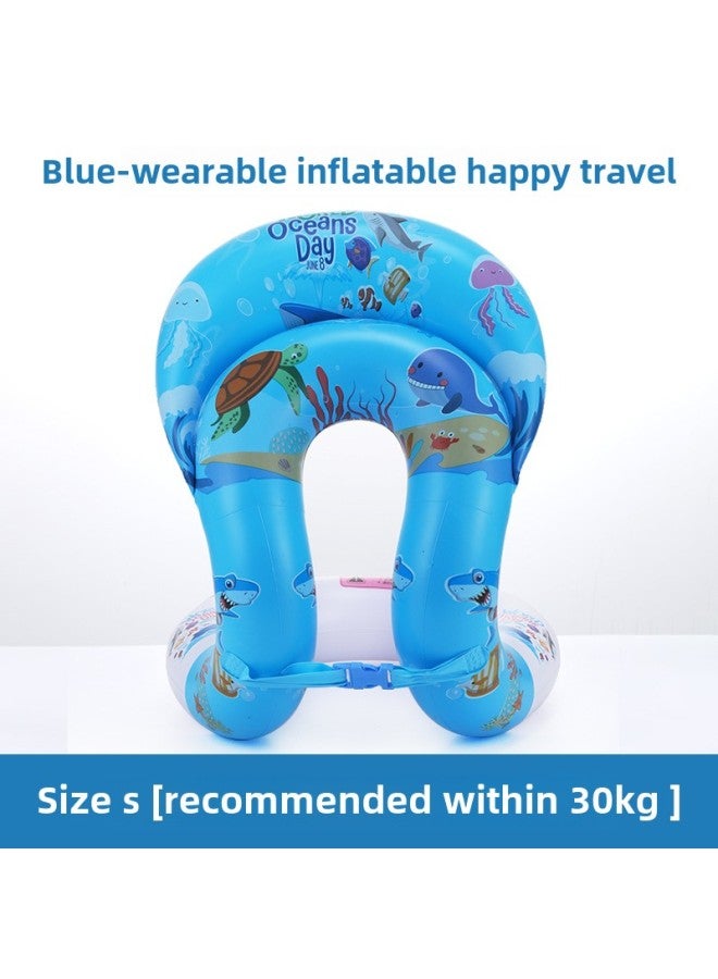 Generic Thickened Inflatable Water Sleeve Adult Double Airbag Swimming Ring Arm Ring OK Baby Floating Ring-Color:S Size Blue Happy Travel - Image 1
