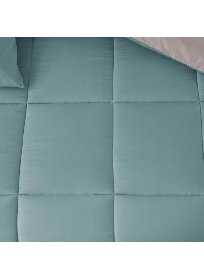 شايني فلاور طقم لحاف سرير نفرين مفرش شتوي مكون من 8 قطع ميكروفايبر مع حشوة قطن مقاس ۲٤۰×۲۲۰ سم - Image 5