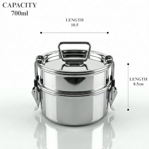 PDDFALCON Royal Lunch Box Stainless Steel Lunch Box Set, 100% Leak-Proof, BIS Certified, Jindal Seal & Made in India, Airtight with Lids,(Royal Lily with Bag 700ml, Grey & Blue) - Image 3
