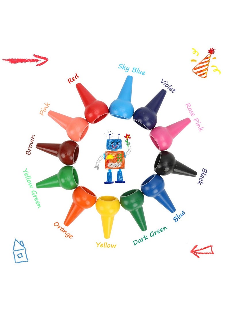 Zikra 12 Colors Toddlers Crayons, Fun Finger Crayons, Suntown Large Toddlers Crayons, Non-Toxic Crayons, Easy To Grip Washable Toddlers Crayons, Safe Colouring Art school Supplies Gift Set For Children - Image 2