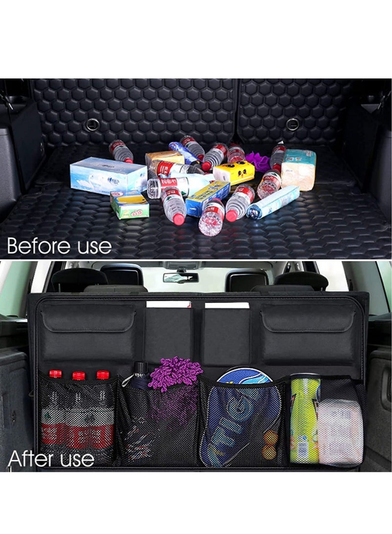 كابتن تيك Suv Trunk Organizer Back Seat Hanging Organizer Oxford Cloth Foldable Wear-Resistant and Waterproof With 8 Storage Bag Very Good Car Accessories - Image 5