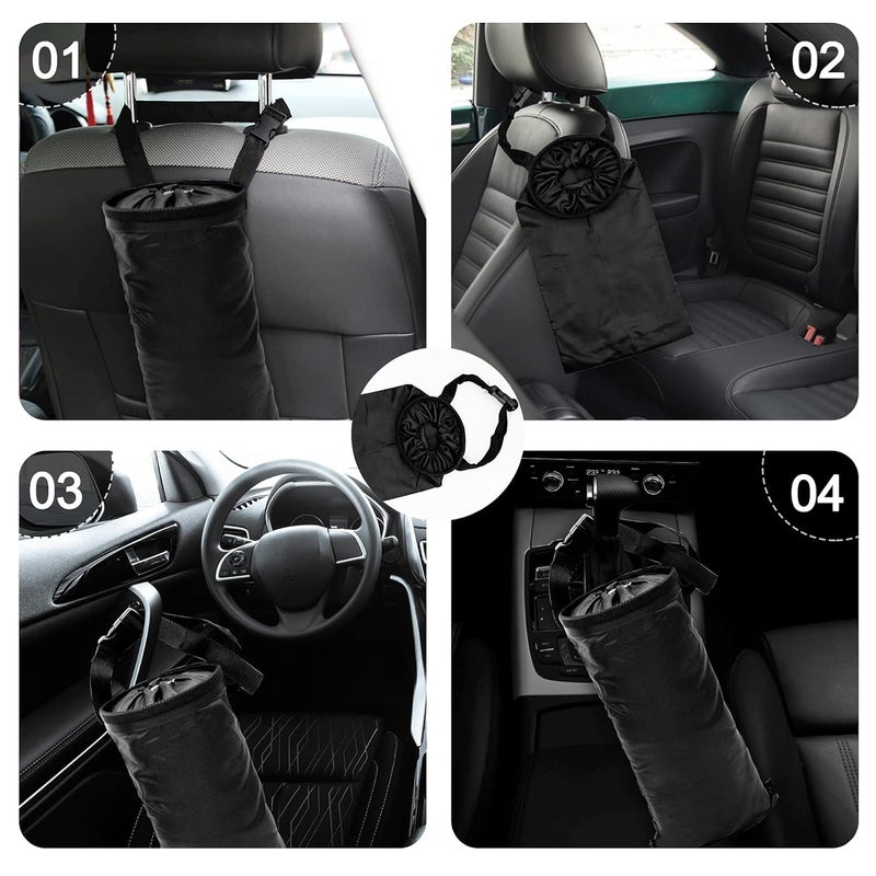 wplhb Car Trash Bag Car Trash Can Hanging Back Seat Car, Car Garbage Bag with Storage Pockets, Washable Eco-Friendly Car Garbage Can for Outdoor Traveling & Home Use (2 Pcs Black) - Image 5