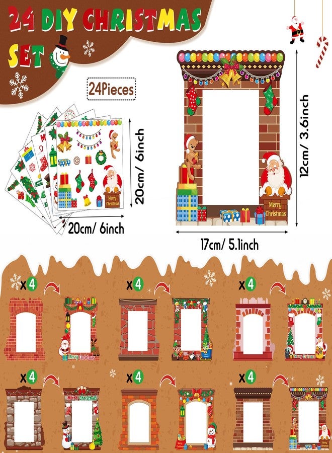 Capoda 24 Pack Christmas Picture Frame Craft Kits DIY Fireplace Christmas Photo Frame Craft Ornaments Xmas Picture Frame Holiday Craft Activities for Photo Ornament Craft Christmas Tree Decor - Image 2
