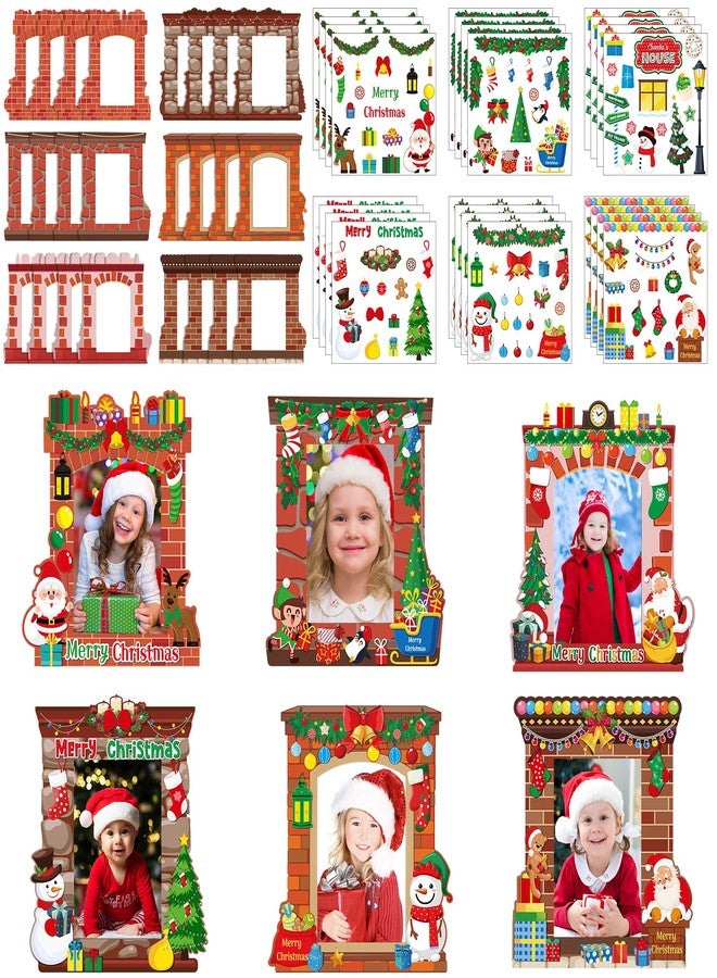 Capoda 24 Pack Christmas Picture Frame Craft Kits DIY Fireplace Christmas Photo Frame Craft Ornaments Xmas Picture Frame Holiday Craft Activities for Photo Ornament Craft Christmas Tree Decor - Image 1
