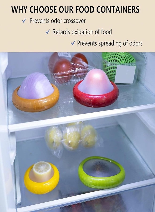 PRAMANTA Storage Containers 3.9 Inches Silicone Kitchen Fresh Food Containers for Onion, Garlic, Lime, Ingredient Fresh Box Reduce Waste Kitchen Fresh Food Container (1Set of 4Pcs) - Image 5
