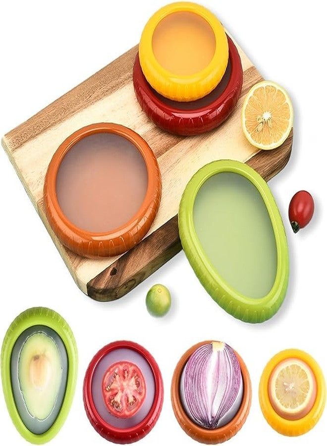 PRAMANTA Storage Containers 3.9 Inches Silicone Kitchen Fresh Food Containers for Onion, Garlic, Lime, Ingredient Fresh Box Reduce Waste Kitchen Fresh Food Container (1Set of 4Pcs) - Image 1