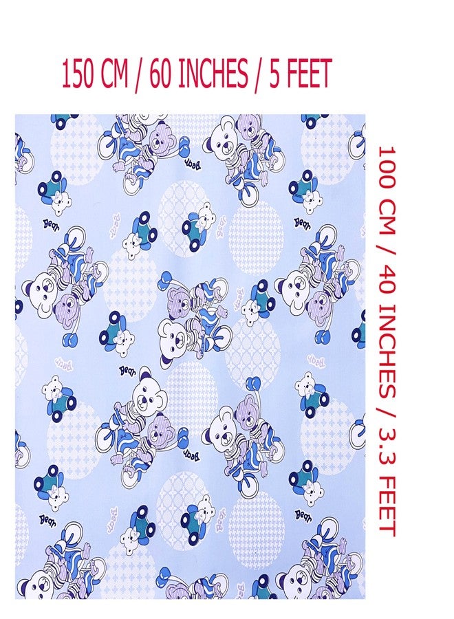 Ecosoft Baby Plastic Sheet/Rubber Sheet for Babies/Bed Wetting Protector / 100 x 150 CM (Bear Blue) - Image 2