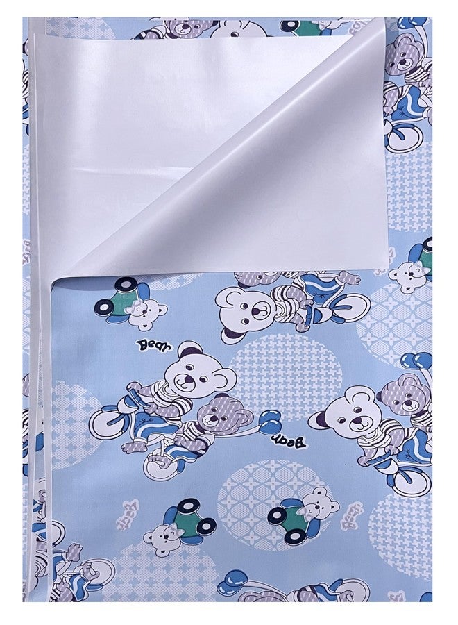 Ecosoft Baby Plastic Sheet/Rubber Sheet for Babies/Bed Wetting Protector / 100 x 150 CM (Bear Blue) - Image 1