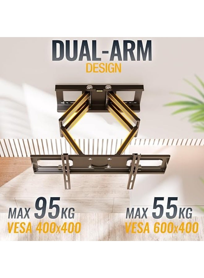 TV Wall Mount for 40-75 Inch TVs - Swivel & Tilt Universal Bracket, VESA 300x200 to 600x400 - Image 2