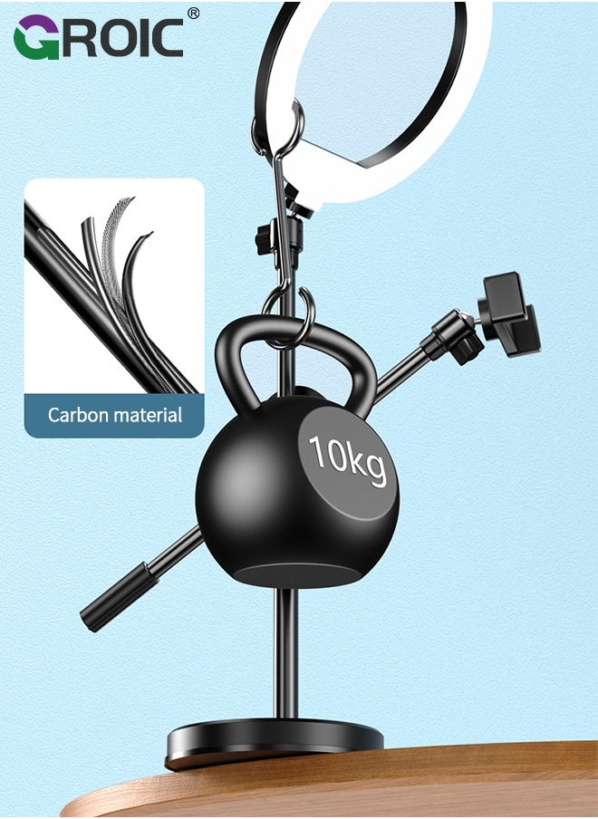 LED Ring Light Desktop Live Light USB Fill Lamp Dimmable with Phone Holder Tripod 5600K Adjustable for Phone Selfie