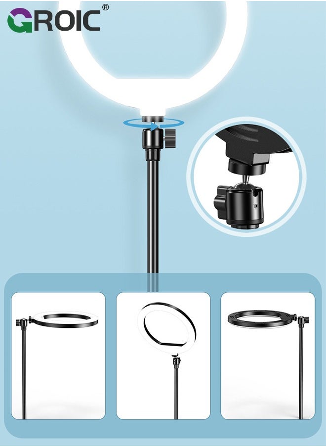 LED Ring Light Desktop Live Light USB Fill Lamp Dimmable with Phone Holder Tripod 5600K Adjustable for Phone Selfie