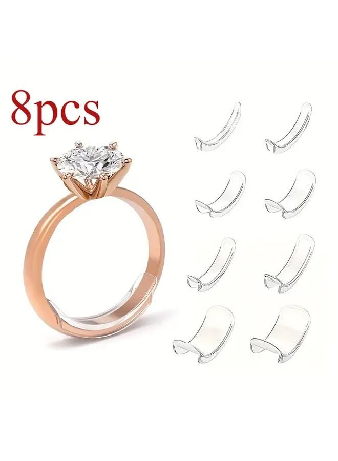 8 قطع من وسادات تثبيت الخاتم غير المرئية القابلة للتعديل، مجموعة مستلزمات صناعة المجوهرات من البلاستيك المتين - Image 1