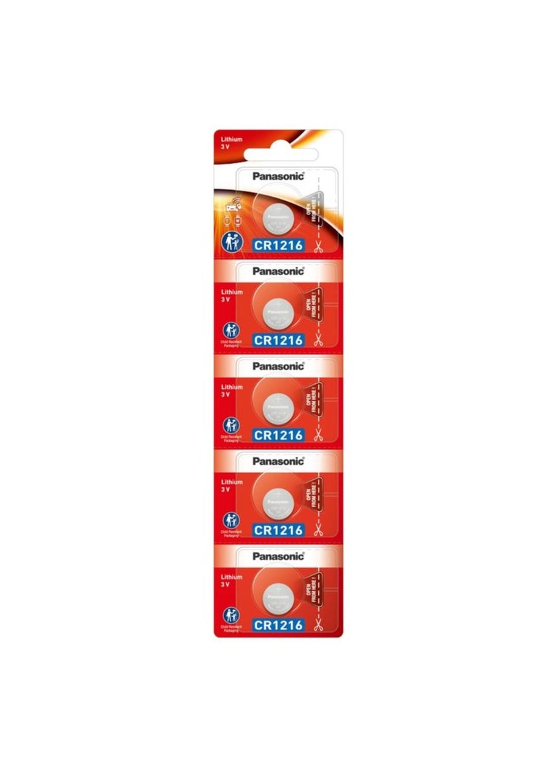 Panasonic - 5-Pieces Panasonic CR1216 Lithium 3V Indonesia Batteries - Image 1
