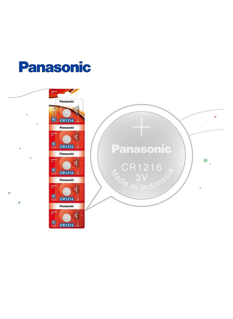 Panasonic - 5-Pieces Panasonic CR1216 Lithium 3V Indonesia Batteries - Image 1