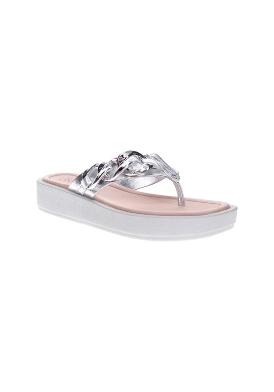 بيرا ريو Beira Rio Ladies Flat Sandals Silver | Made In Brazil
