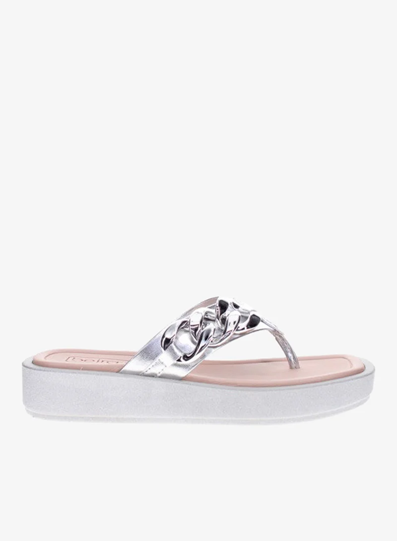 Beira Rio Ladies Flat Sandals Silver | Made In Brazil