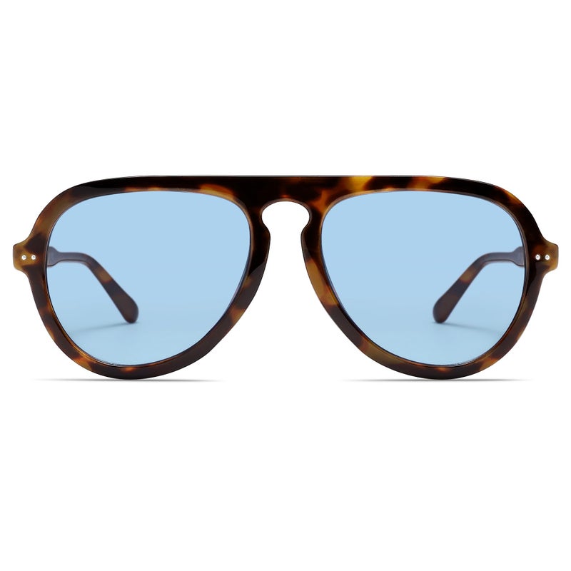 SOJOS Retro Aviator Sunglasses Womens Mens Vintage Plastic Frame Shades Lentes De Sol Para Mujer SJ2255 Light Blue - Image 3