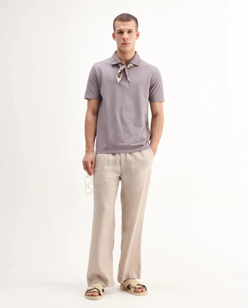Rare Rabbit Men's Embroidered Collar Zipper Polo
