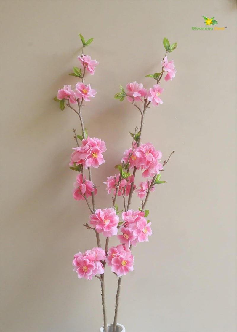 Blooming Floret Artificial Cherry Blossom Stick | 98 cm Long Flower Stems for Home Decor | Real-Touch Branch for Vases, Gifting & Wedding Decorations (Crimson Glow) - Image 1