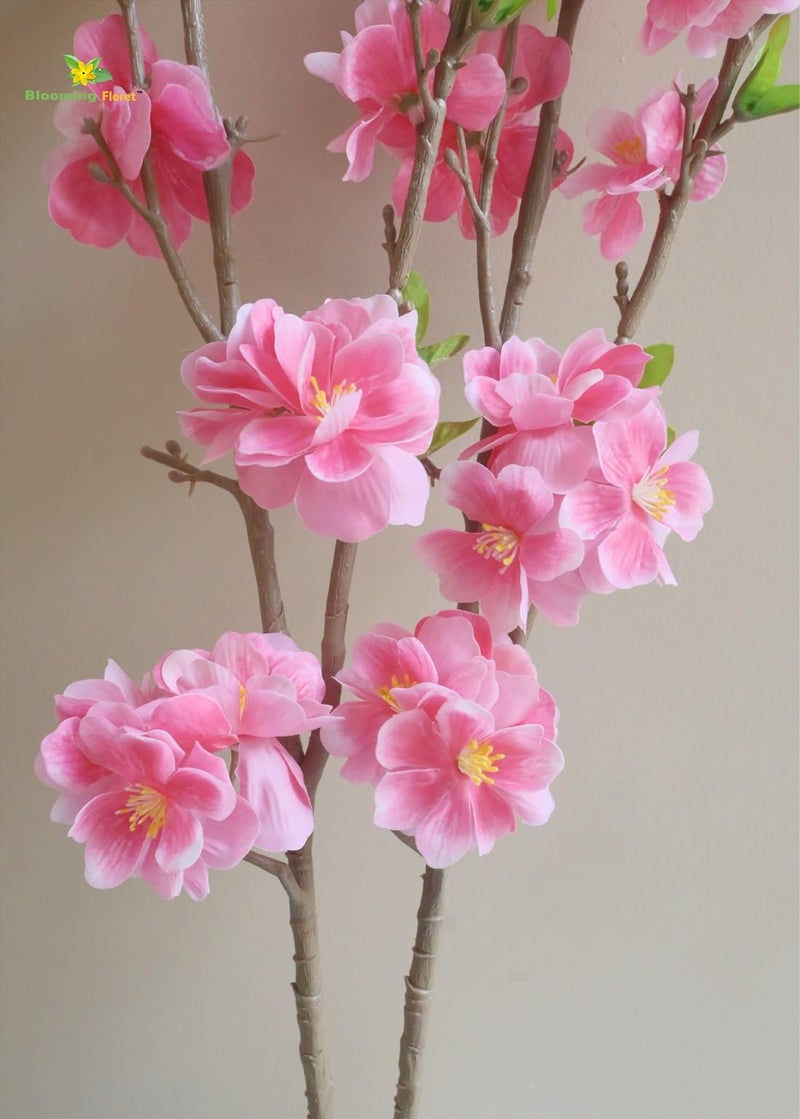 Blooming Floret Artificial Cherry Blossom Stick | 98 cm Long Flower Stems for Home Decor | Real-Touch Branch for Vases, Gifting & Wedding Decorations (Crimson Glow) - Image 2