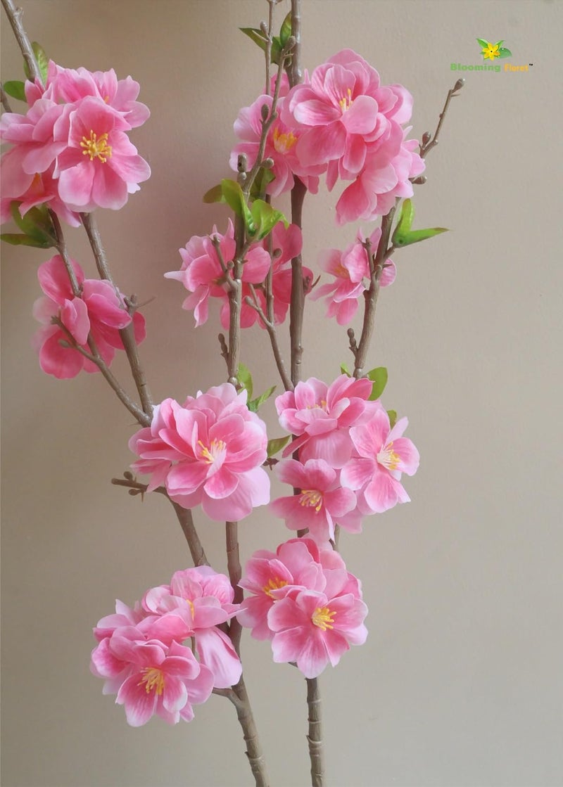 Blooming Floret Artificial Cherry Blossom Stick | 98 cm Long Flower Stems for Home Decor | Real-Touch Branch for Vases, Gifting & Wedding Decorations (Crimson Glow) - Image 5
