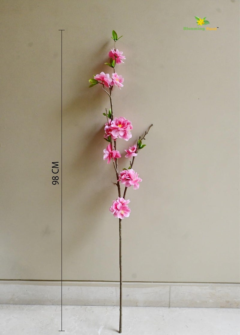 Blooming Floret Artificial Cherry Blossom Stick | 98 cm Long Flower Stems for Home Decor | Real-Touch Branch for Vases, Gifting & Wedding Decorations (Crimson Glow) - Image 3