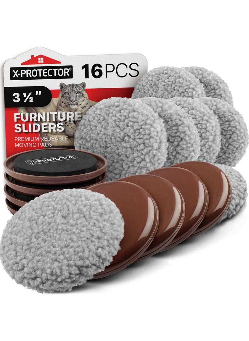 X-Protector Furniture Sliders XPROTECTOR  88 Pack 3 12  MultiSurface Furniture Sliders for Carpet  Hard Floors  8 Furniture Movers for Carpeted Floors and 8 Hardwood Socks  Move Your Furniture Easily 