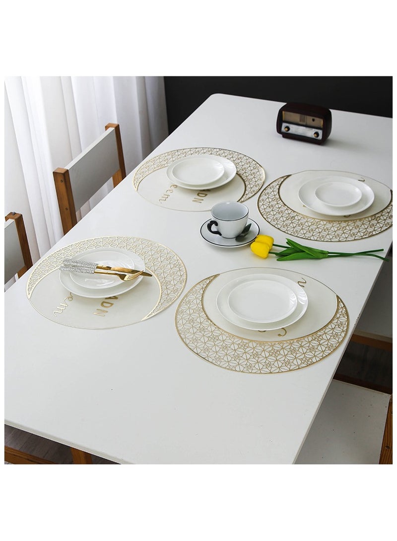 آنا توليفة 4 قطع من حصائر المائدة PVC المزينة بالذهب المقاوم للحرارة والمقاوم للحرق - Image 3